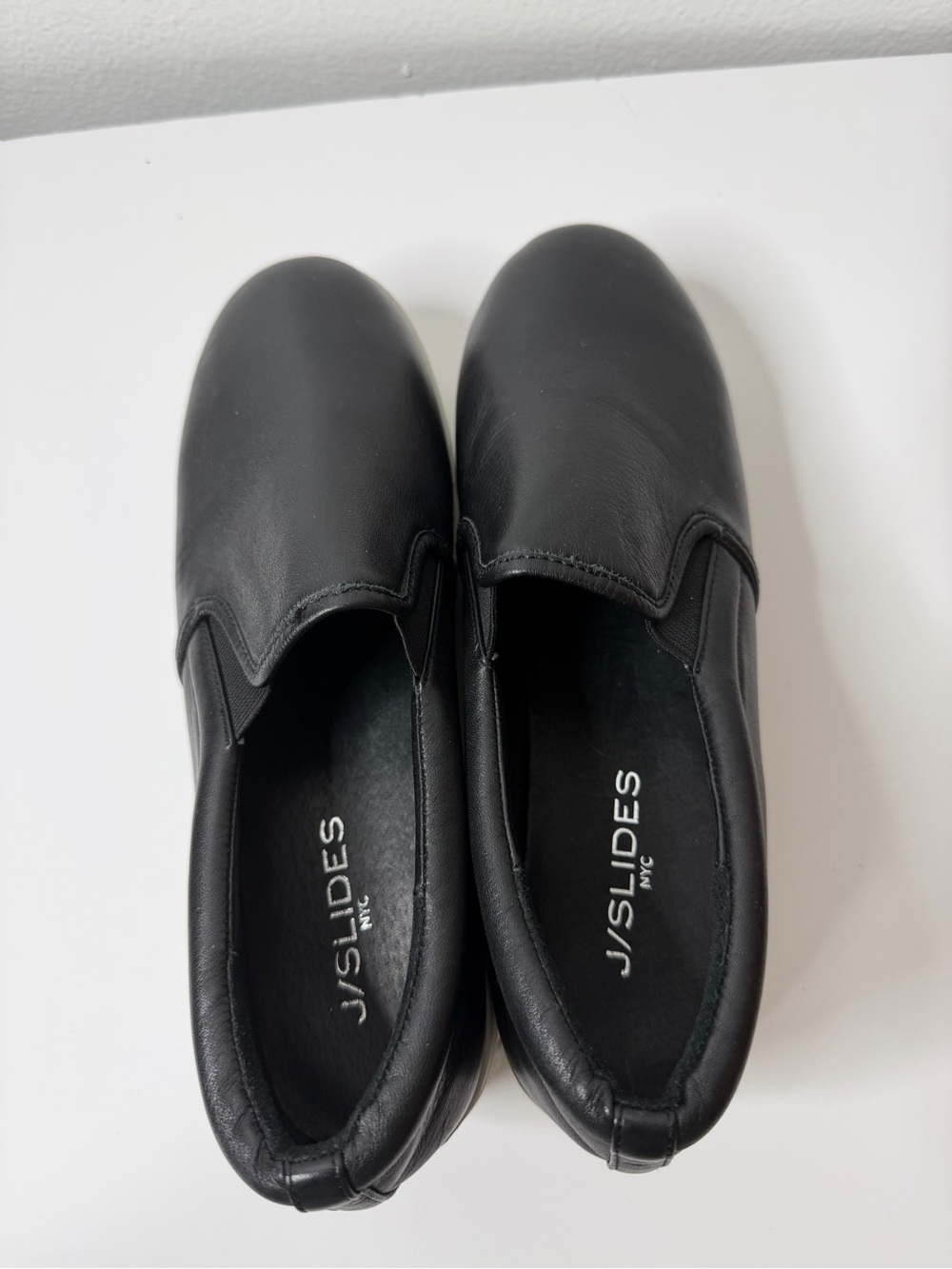 J/SLIDES Black Leather Slip-On Sneakers